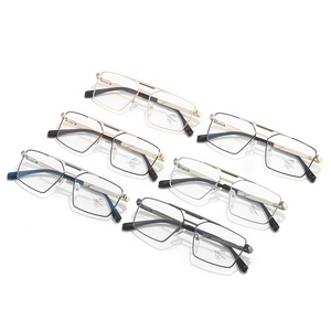 Double Bridge Men's Classic Square Optical Glasses Blue Light Blocking Metal Optical <b>Eyewear</b> Monturas Opticas - Product Image 4