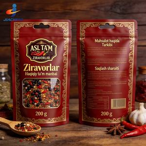 Sachets Doypack en plastique de qualité alimentaire imprimés sur mesure, sachets d'emballage pour herbes, assaisonnements et épices avec fermeture éclair et fenêtre transparente - Product Image 1