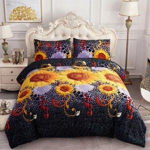 Hot Bán 3-Mảnh Đặt Flannel Hoa In Sherpa Vải Chăn Giường Comforter Đặt Vua Bộ Đồ Giường Bộ - Product Image 2