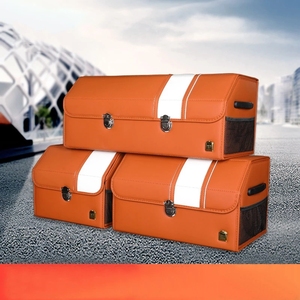 PU leather large medium small tool box high-quality thick wood trunk storage box with handle
