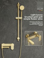 Ensemble de douche mural monocommande haute pression en cuivre brossé doré, système split, avec pulvérisateur de brume domestique