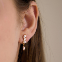 Boucles d'oreilles pendantes classiques J&D Jewelry en zircone blanche marquise, acier inoxydable plaqué or 18 carats, bijoux imperméables pour femmes, cadeau