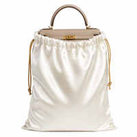 Sac à poussière en satin de luxe en gros, pochette à cordon en soie avec logo personnalisé pour le rangement de sacs à main