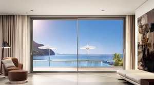 Thiết kế hiện đại kính trượt trở lại cửa ra vào cho phòng khách phòng ngủ căn hộ hoàn thành sợi thủy tinh phân vùng tường không thấm nước Tính năng - Product Image 5