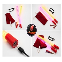 Bâtons lumineux Dandiya en acrylique LED de qualité supérieure, allumage/extinction automatique, rechargeables par USB, 7 couleurs, pompons en soie, réutilisables, SÉCURITAIRES, durables