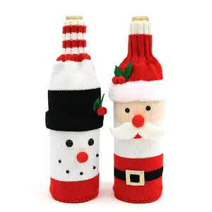 2024 креативные рождественские Чехлы для украшения стола Санта-Клауса снеговика вязаные пакеты для шампанского вина для бутылки вина