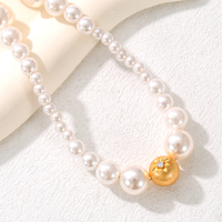 Collier de perles graduées en laiton plaqué or 18 carats brossé avec zircon cubique Mylove Custom Jewelry Luxe pour femmes, idéal pour les dîners d'anniversaire