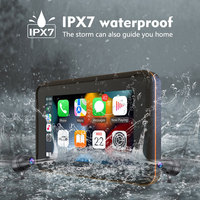 Karadar Moto Carplay Pantalla de 5 pulgadas Apple Android Auto con Wifi BT Lente dual HD 1080P DVR Navegador de motocicleta a prueba de agua