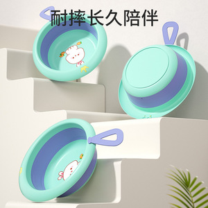 Lavabo plegable para bebés multifuncional con asa, verde, azul, rosa, 0-12 meses, uso en el baño - Product Image 2