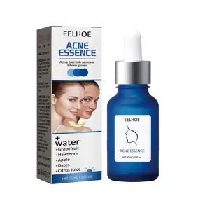 EELHOE bouteille bleue sérum anti-acné du visage, estompe les marques d'acné, resserre les pores, sérum réparateur hydratant doux 30ml