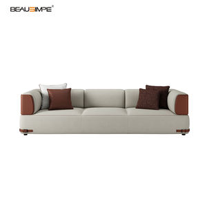 लक्जरी इतालवी न्यूनतम चमड़े के अनुभागीय सोफे सेट लिविंग विजन मॉड्यूलर लाउंज काउच स्पंज स्पंज भरने वेलवेट सोहो सोफा - Product Image 2