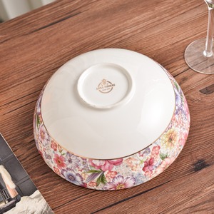 Vaisselle haut de gamme sur mesure, série florale Anna, bol de 9 pouces, pour banquets de mariage. - Product Image 3