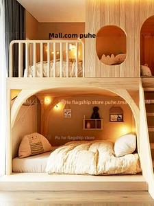 Letti a castello in legno massello in stile retrò francese per ostelli e hotel, letti per ragazzi e ragazze con sponda alta, personalizzabili. - Product Image 3