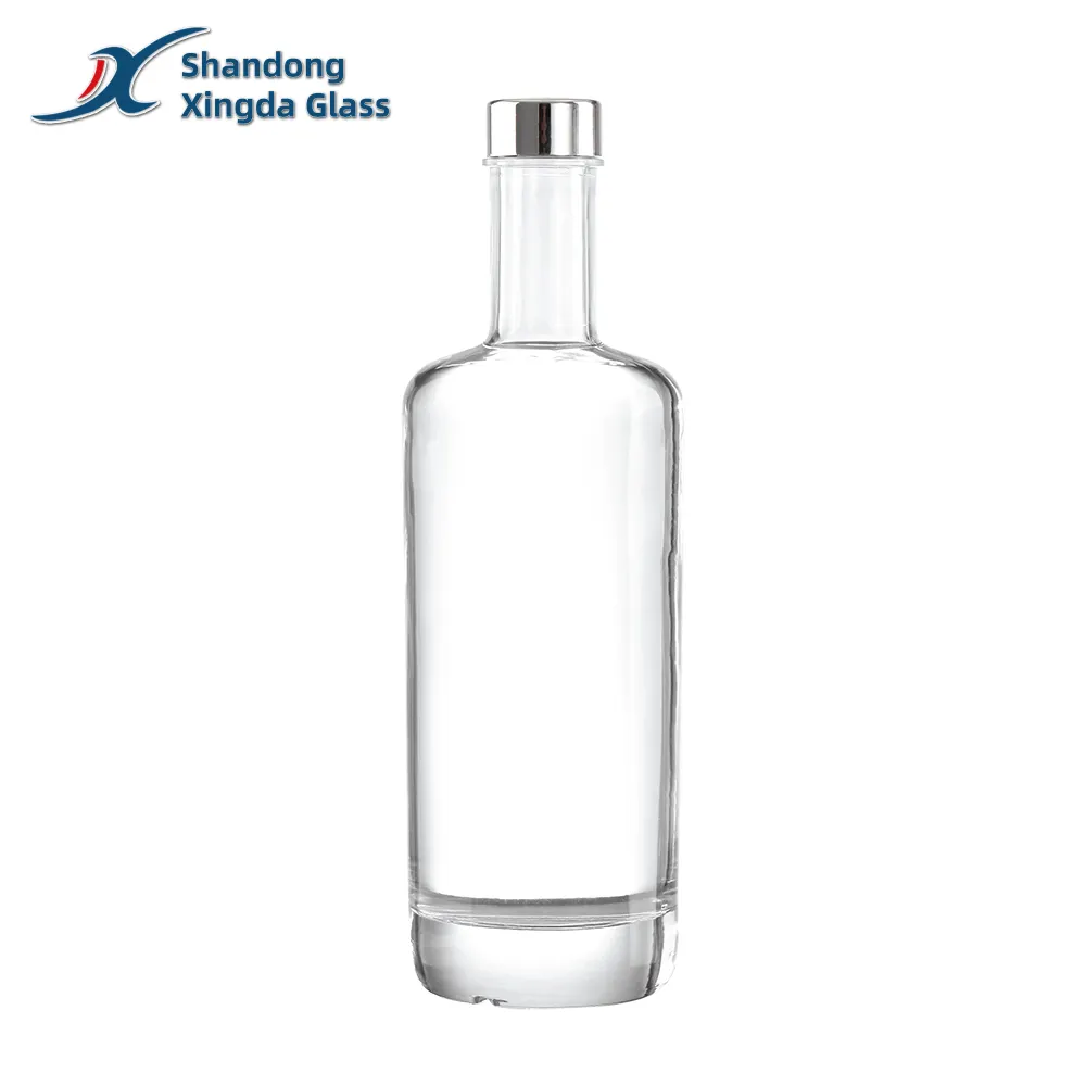 Botella De Vidrio personnalisée cristal de luxe 375ml 500ml 750ml bouteille vide en verre de whisky vodka gin liqueur bouteille transparente en verre avec