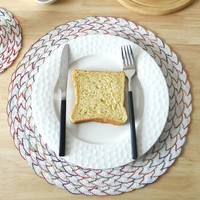 Set de table personnalisé en polyester-coton tissé à motif ondulé, résistant à la chaleur, épaisseur 3 mm, lavable, anti-brûlure pour la maison et l'hôtel