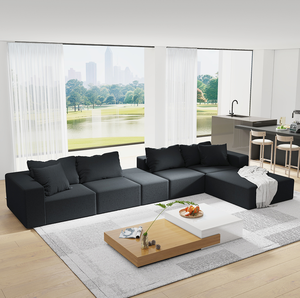 Ensemble de canapé modulaire rembourré moderne, canapé d'angle en forme de L de 132 pouces pour salon avec 6 coussins - Product Image 5