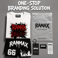 Ensemble streetwear en coton lourd RAMAX, t-shirt graphique et short, style Y2K grunge, pour hommes, vente en gros personnalisée, fournisseur vérifié