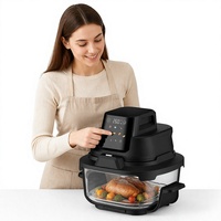 Friteuse à air portable 1600W, carrée, moderne, double panier en verre, capacité 1,8-4,5L, contrôle numérique, design compact