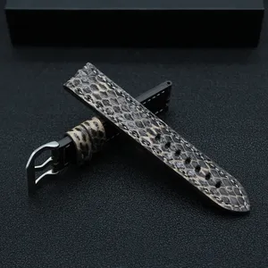 Elegante patrón de serpiente real exótico 20-26MM correas de reloj de cuero genuino hecho a mano correa de reloj Pytho intercambiable para Panera - Product Image 3