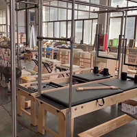 Gericon Pilates Reformer avec combinaison trapèze complète Pilates Studio Machine Solid Wood Fitness