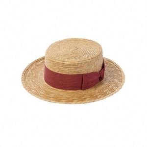 Chapeau de paille unisexe vintage européen et américain 2025, style canotier plat, nouvelle mode estivale, en herbe de palme naturelle tressée à la main, avec nœud, protection solaire - Product Image 5