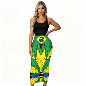 Robe moulante personnalisable OEM pour femme, imprimé perroquet tropical et mandrigne, longueur genou, en Spandex/Polyester, ajustée et élastique, idéale pour les soirées - Product Image 1
