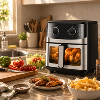Four à friture sans huile en acier inoxydable avec fenêtre visible, commande mécanique à double bouton, cuisinière de comptoir, vente en gros, OEM ODM