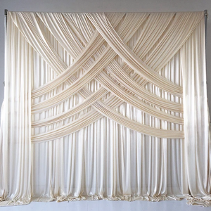 Sang Trọng 10x10ft Kem Chéo Rèm Băng Lụa Đám Cưới Backdrop Rèm Sân Khấu Nền Cho Tổ Chức Sự Kiện Đảng Trang Trí - Product Image 3