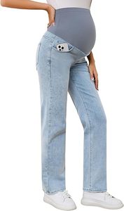 Jeans Droit <span class=keywords><strong>pour</strong></span> <span class=keywords><strong>Femme</strong></span> <span class=keywords><strong>Enceinte</strong></span> avec Tissu Extensible Confortable <span class=keywords><strong>pour</strong></span> le Ventre, Disponible en Tailles S-XXL - Product Image 2