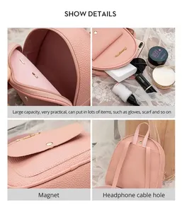Mini sac à dos <span class=keywords><strong>femme</strong></span> en cuir PU, sac à bandoulière multifonction, petit sac à dos scolaire pour <span class=keywords><strong>femme</strong></span> L0510 - Product Image 5