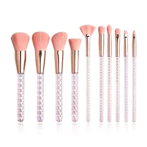 2024 Hot Sale Makeup Brushes Private Label Normal Size 10 Piece Makeup Brush Set For Foundation Eyelashes Lipstick