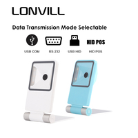 LONVILL Lecteur de codes QR USB RS232 1D 2D Mini lecteur de codes-barres de bureau léger et portable et pliable