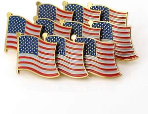 دبوس شعار علم الولايات المتحدة الأمريكية الجديد سريع الشحن، مصنوع من المعدن الصلب بلون ذهبي أنيق - Product Image 2