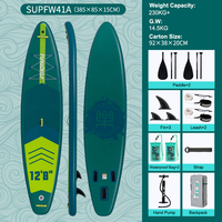 FUNWATER Planche de SUP gonflable en promotion, super large, 385 cm, charge lourde 215 kg, avec accessoires complets