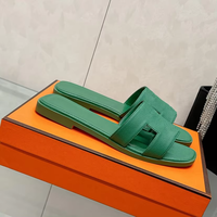 Chaussures de luxe de créateur pour femmes, sandales d'été décontractées à bout carré avec ceinture H, antidérapantes et légères, pour la plage