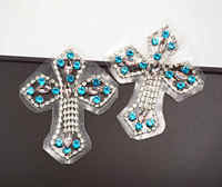Soldes de Noël Royal : Échantillon Gratuit de Patchs 3D Appliqués en Strass pour Chapeaux, Tissu Chenille Thermocollant, Motif Croix, Vente en Gros