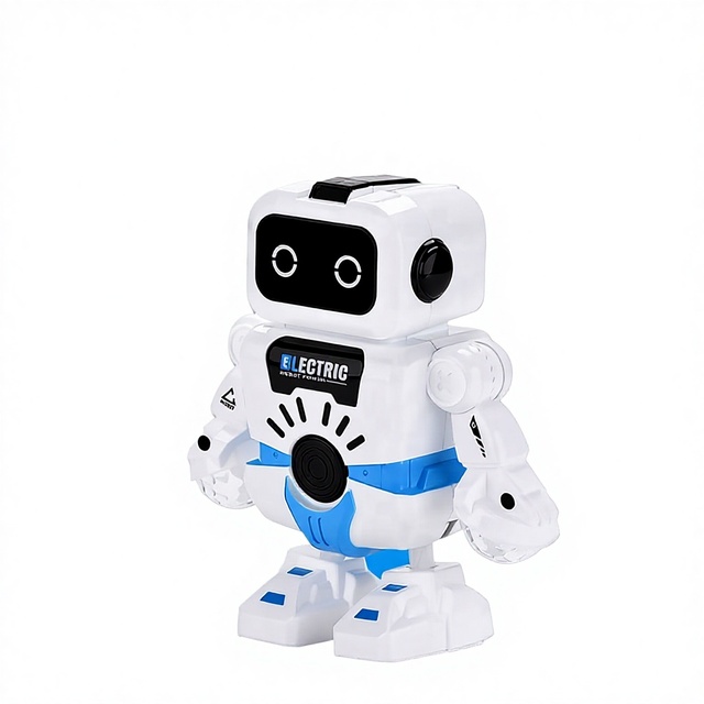 B/0 Cute Plastic Robot Toy 180 Degree Swing Arm and Colorful Lighting Electric Flexible Dance Robot with Music
