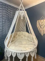 Fauteuil suspendu en macramé XXL style bohème pour intérieur, véranda ou chambre