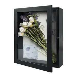 3d soild wood deep flower 11*14 decorative Wood Display Case picture shadow box frame with glass