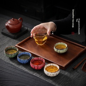 Ensemble de thé ALBLSSA, réutilisable, portable, en céramique et porcelaine moderne, style <span class=keywords><strong>zen</strong></span> de luxe léger, 6 pièces, petites tasses à thé et à café dorées - Product Image 3