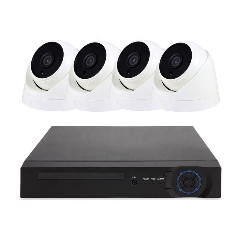 Full HD CCTV System Indoor Dome Night Vision Camera AHD 1080p 4ch DVR kit with power adapters cables