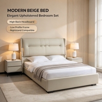 Lit rembourré en bois massif, luxueux, confortable et moderne, écologique et durable pour les chambres d'appartements modernes