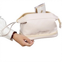 Sac de voyage pour maquillage en PU imperméable grande capacité, style influenceur, pour les voyages d'affaires, organiseur de cosmétiques portable