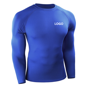 Compression T-shirt 90% <strong>Polyester</strong> 10% Spandex Custom Logo Long Sleeve Basketball Running Training Wear <strong>Base</strong> <strong>Layer</strong> Men GYM Shirts