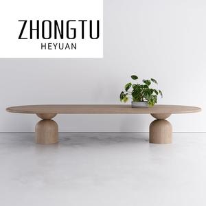Mesa de comedor de diseño moderno, de <span class=keywords><strong>centro</strong></span> de mesa de comedor Hotel, juego de mesa de comedor redonda de madera de roble, muebles nórdicos de 8 plazas de madera maciza - Product Image 5