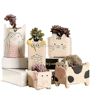 Cute Dog Animal Shaped Cartoon Home Decoration Succulent Vase Flower Pots Gifts & Crafts