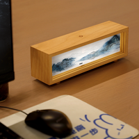 Lampe d'ambiance LED USB rechargeable en bois, peinture artistique 3D, lumière chaude, veilleuse personnalisée pour chambre à coucher, lampe d'ambiance tactile