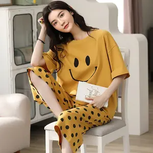2023 Popular Sleepwear Pijama Set adult pajamas Short Summer Cotton Bamboo Pajamas for women