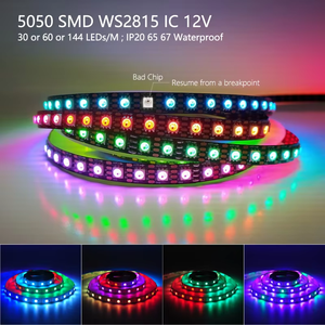 Striscia <span class=keywords><strong>LED</strong></span> Flessibile in Rame RGB SPI DC12V con IC Integrato WS2818 30/60/144 <span class=keywords><strong>LED</strong></span>/M, Controllo App Wi-Fi, Indirizzabile Individualmente, IP65 - Product Image 6