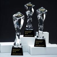 Trophée musical en cristal torsadé personnalisé, prix créatif en verre torsadé, colonne en cristal torsadé